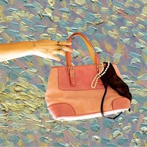 Vintage Y2K Pink Herringbone Coach Purse - Rare!